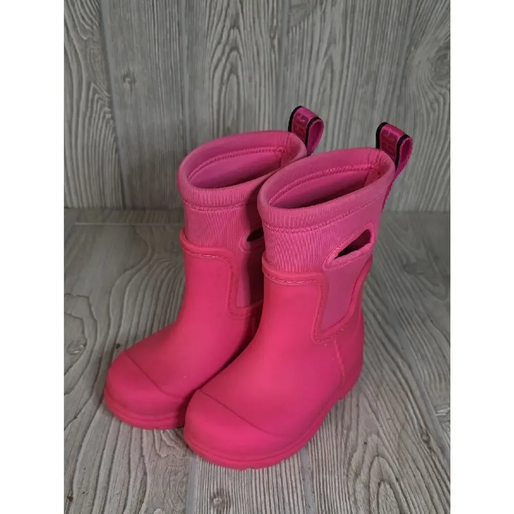 UGG Droplet Mid Waterproof Taffy Pink Rain Boots Kids Toddler Size  8
